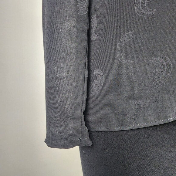 Vintage Black Sheer Neck Tie Back Buttoned Blouse Top Size S - Picture 3 of 9